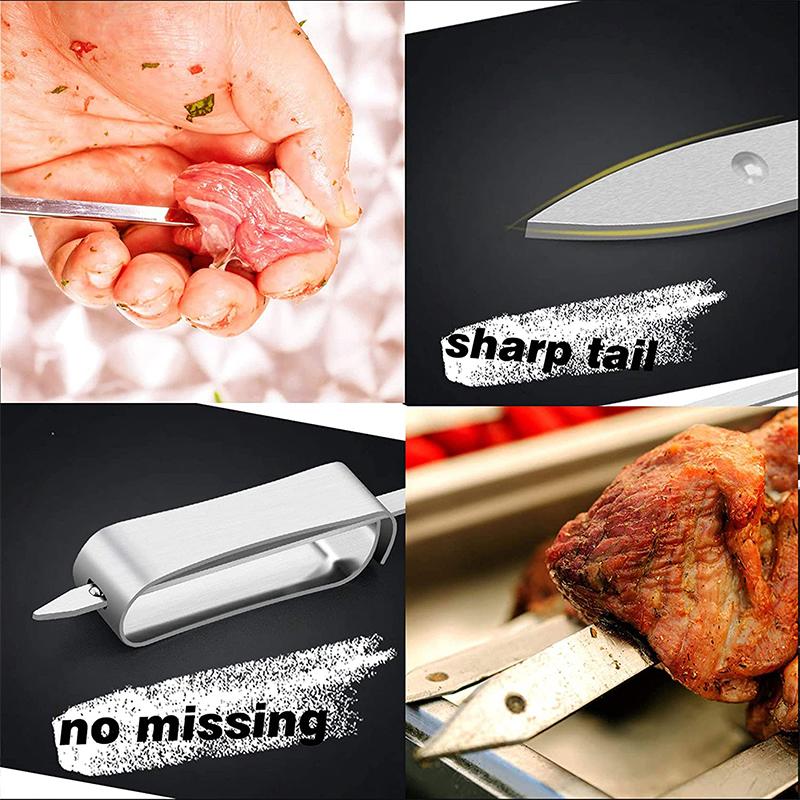 LMETJMA 17inch Kabob Skewers for Grilling Stainless Steel Flat BBQ Skewers with Quick Release Metal Sliding Handle JT45