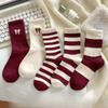 Female Spring and Autumn Sweet Bow Stripe All Kinds of Breathable Tube Cotton Socks