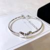 Adjustable Bowknot Silver Cuff Bracelet Silver Color Pendant Bangles For Women Adjustable Opening Bangle Charm Party