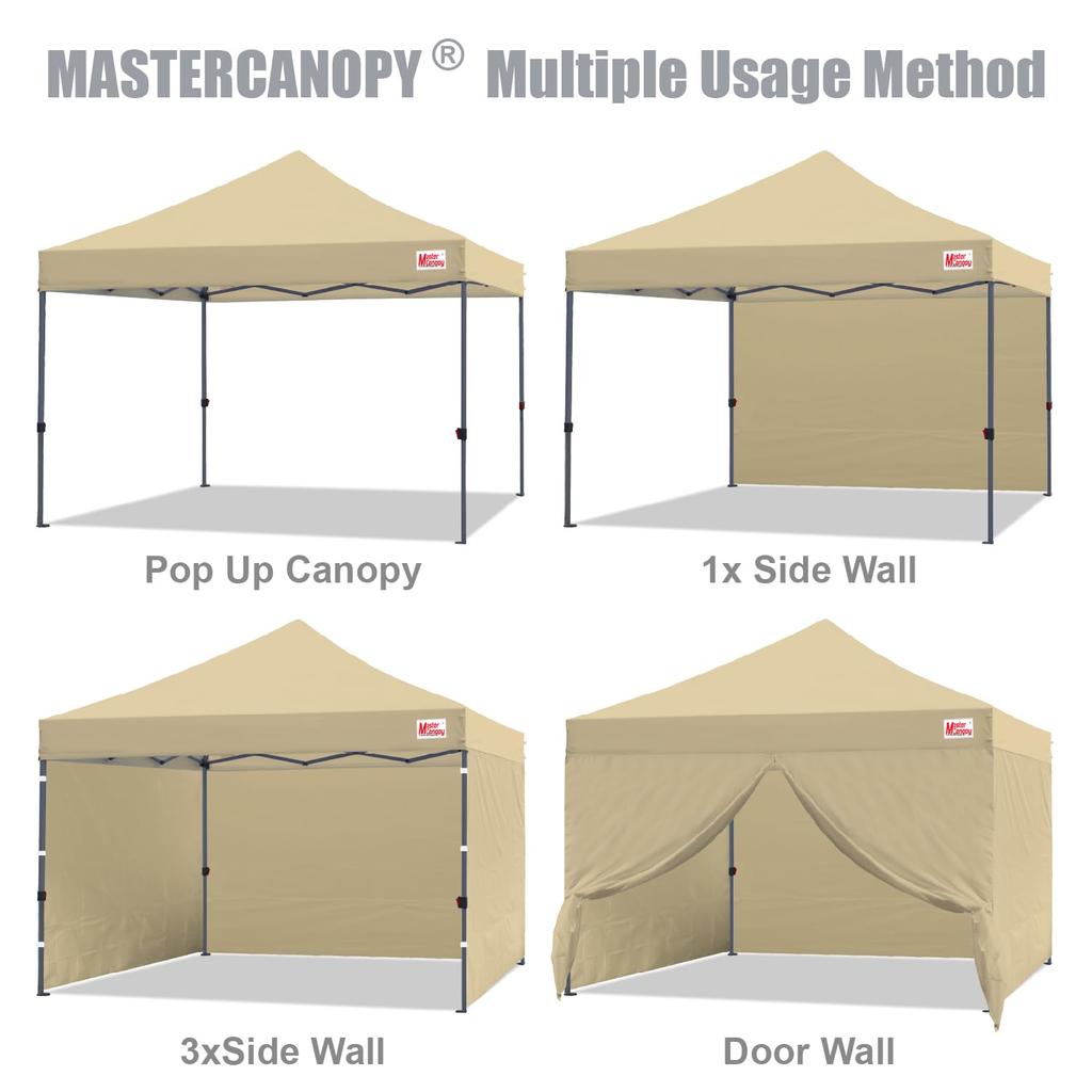 MASTERCANOPY Тент-палатка с одним касанием Боковая штора Боковой лист Набор из 4 Стальной каркас Легко собирается Коммерческое использование на открытом воздухе (Сумка на колесиках, Колышек, Веревка, Груз