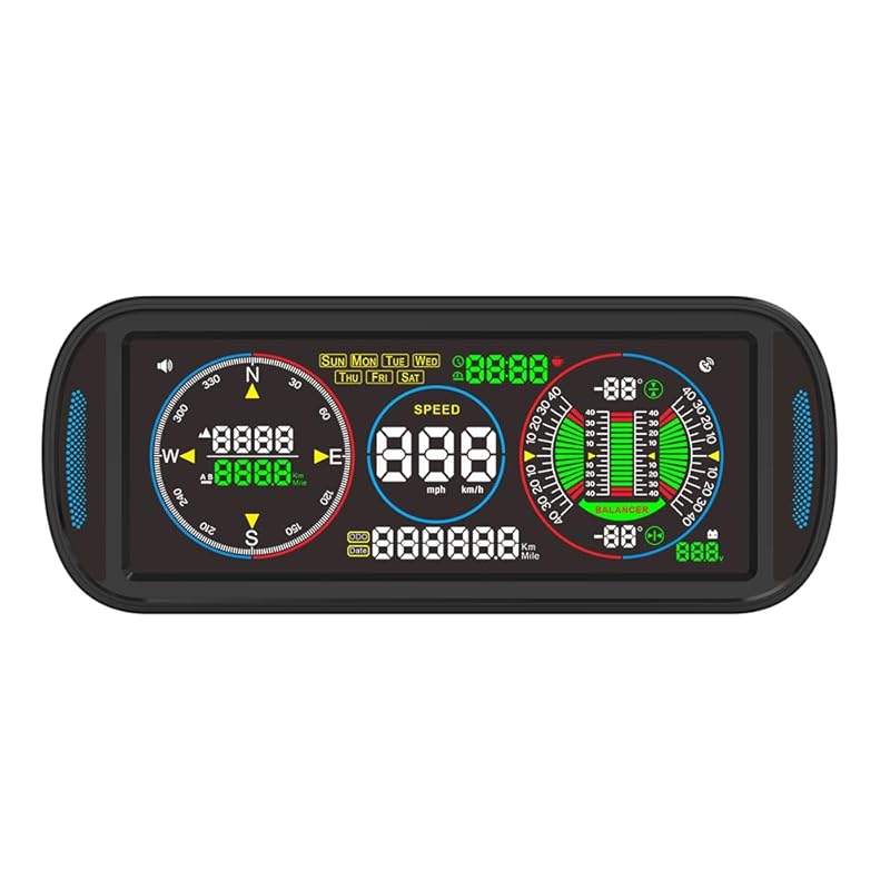 OBD2 Дисплей датчиков, Дисплей спидометра автомобиля OBD2+GPS Двойной режим, Подходит для бензиновых автомобилей 2008-2025, 3,5-дюймовый IPS-экран, Датчик турбины, 6 оповещений, 8-цветная подсветка