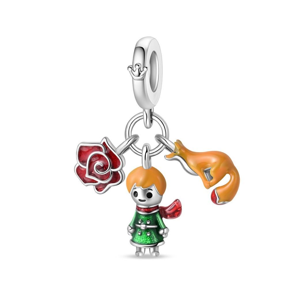 2026 Three-piece Series Flamingo Little Prince Charm Pendant Beads Jewelry Bracelet Accessories Female 925 Silver