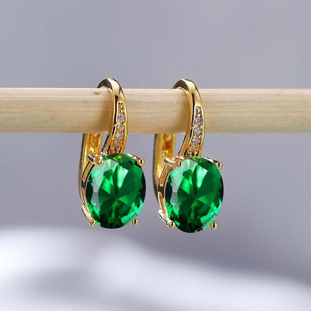 Модные серьги-крючки овальной огранки цвета морской волны, белые, синие, фиолетовые, зеленые, красные, с кристаллами, серьги-крючки с камнем, висячие серьги с CZ