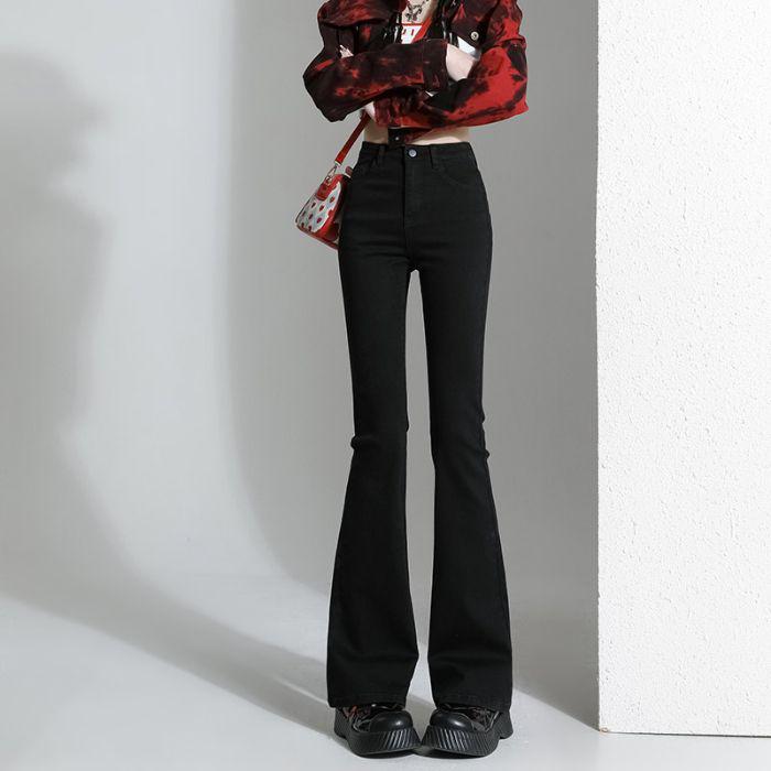 Женские джинсы клеш ретро светло-голубого цвета с высокой посадкой - Маленький размер, стрейч, облегающие