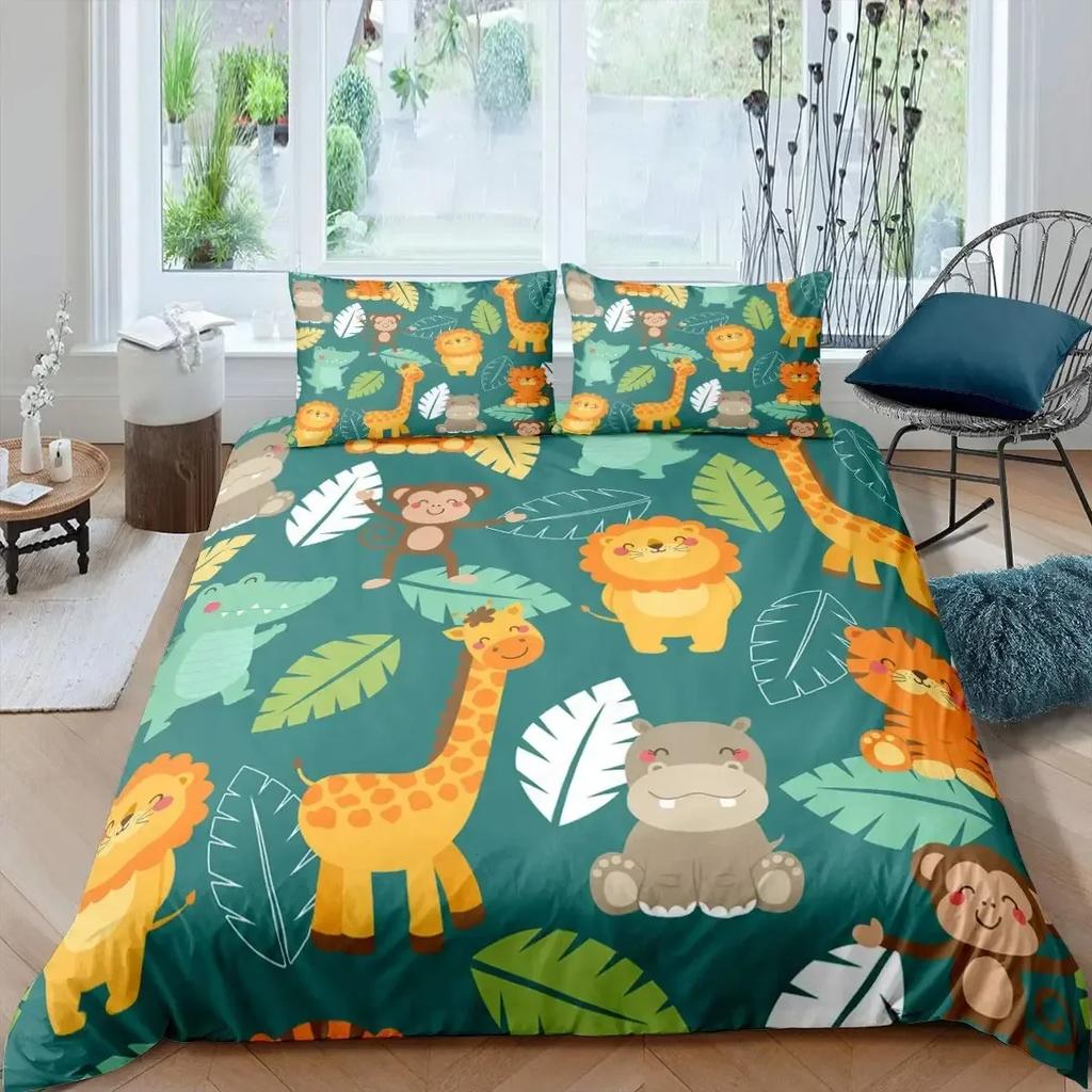 Palm Leaves Monstera Banana Leaves Comfortable Duvet Quilt Cover Pillowcase Bedding Set Children Bedroom Decoration Home Textile