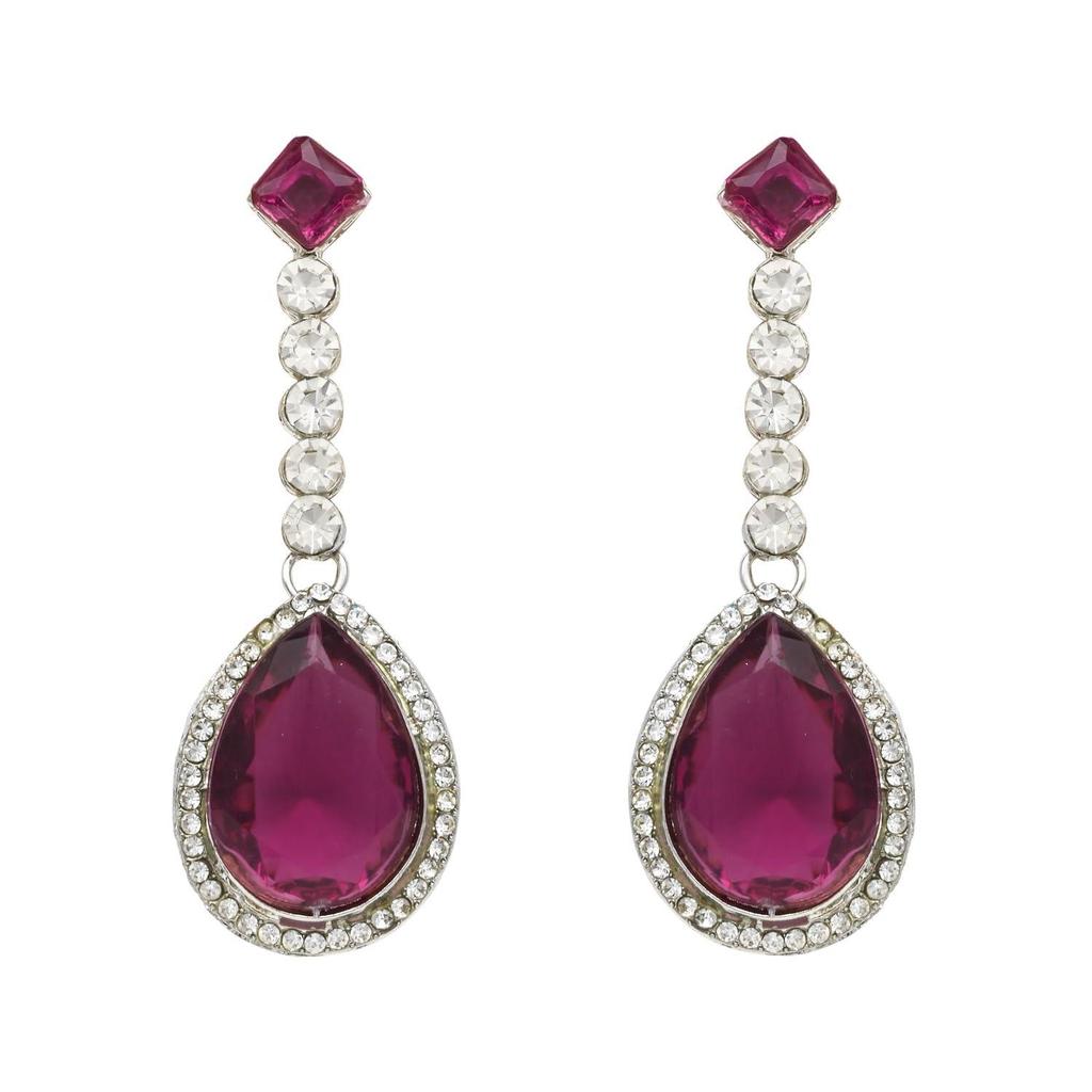 Посеребренный набор из ожерелья и серег с кристаллами для женщин