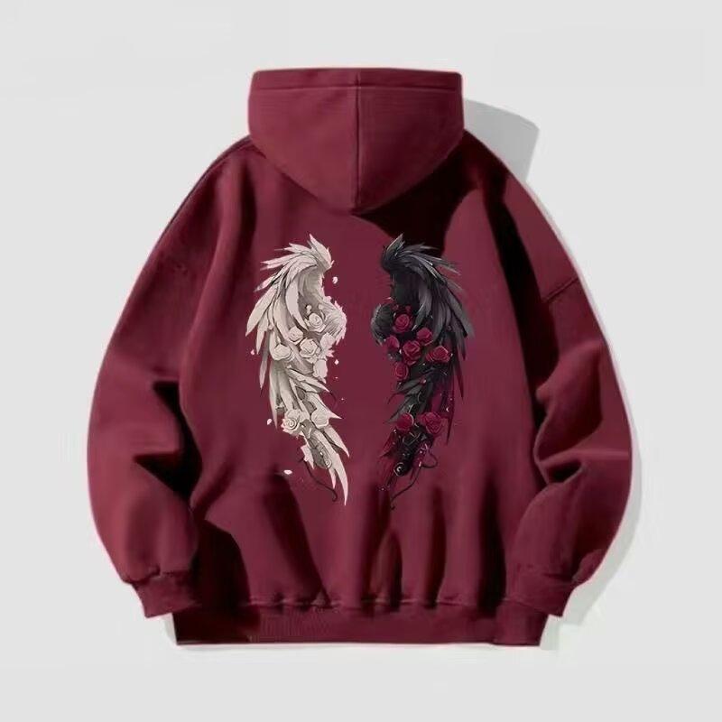 Бархатная толстовка с капюшоном для мужчин и женщин на осень и зиму, свободный крой, принт в виде роз, топ в стиле колледжа