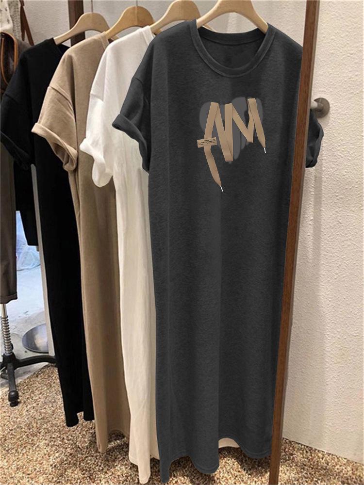 Женское летнее повседневное платье в корейском стиле, свободного кроя, средней длины, выше колена