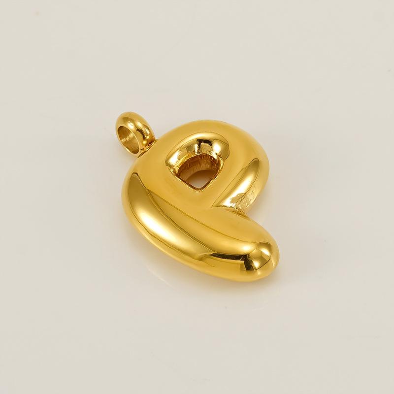 Stainless Steel Bubble Letter Titanium Necklace - European & American Fashion, 26 Letter Options