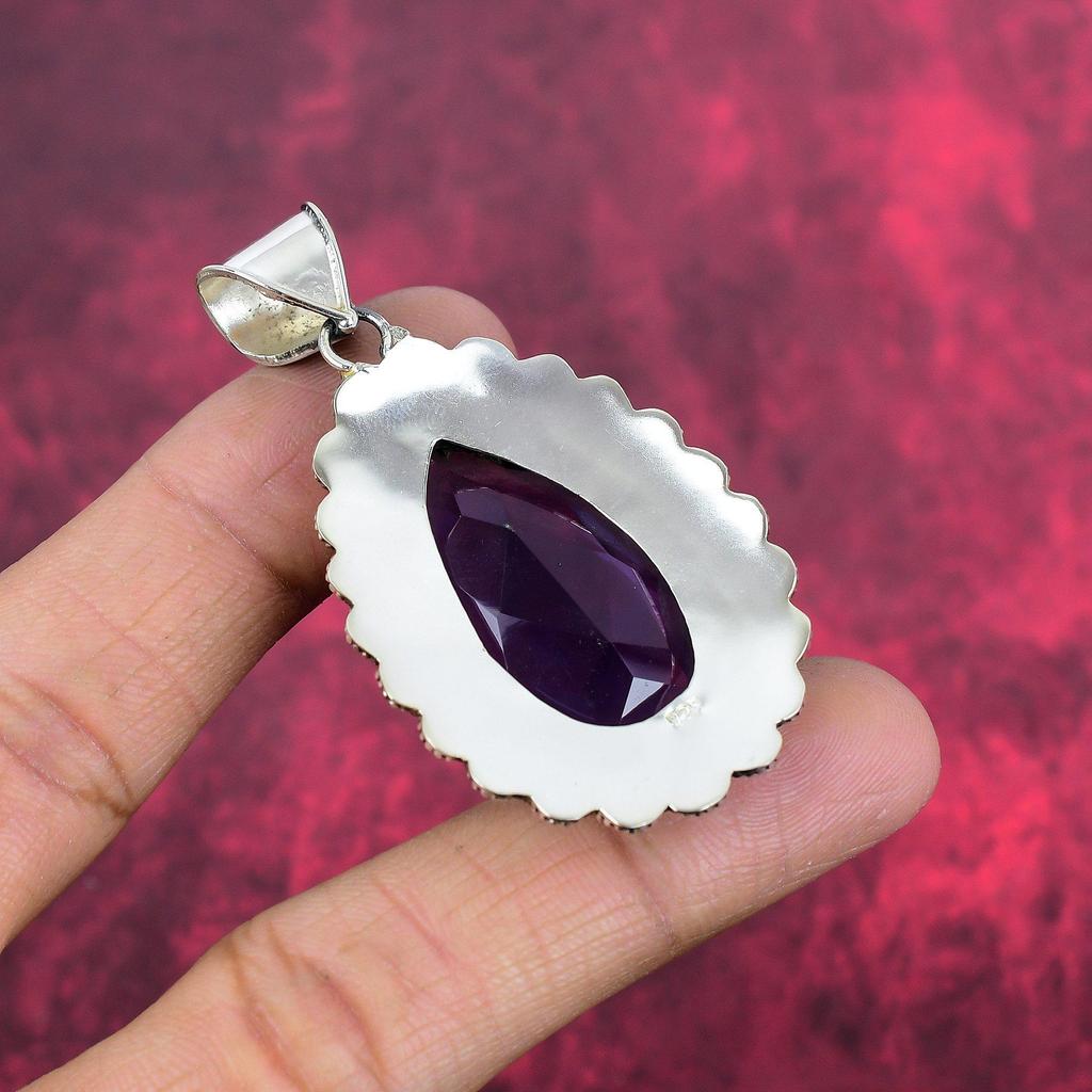 Подвеска с синим сапфиром, подвеска из драгоценного камня ручной работы, подвеска из стерлингового серебра 925 пробы, антикварные ювелирные изделия, для подарка на помолвку