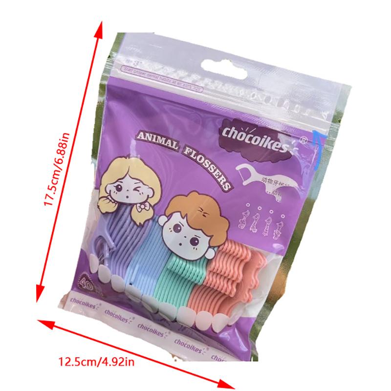 40 шт. детская зубная нить с изображением животных одноразовая ультратонкая зубочистка шелковая палочка милый мультяшный оральный межзубный очистка