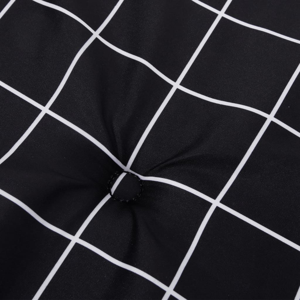 Garden Chair Cushions Set of 4 Black Checkered Pattern 50 x 50 x 4 cm Fabric
