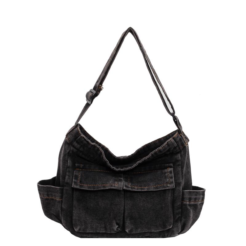 Женская сумка-тоут большой вместимости для поездок на работу из денима, сумка через плечо