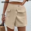 Летние женские однотонные юбки с короткими карманами и высокой талией, шорты