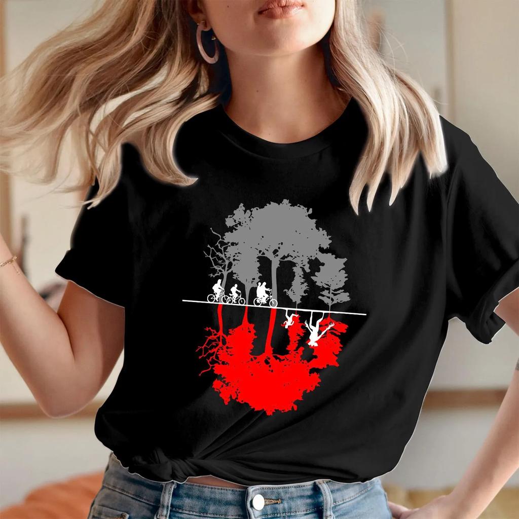 Friends Upside Down World Theme Tshirt Fun Unisex Pure Cotton Tshirt Printed for Womens Daily Wear Shortsleeved