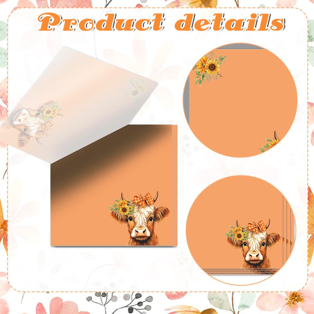12pcs Cute Cow Sticky Notes 3x3 Inch Self-Adhesive Memo Pads Kawaii Animal Notepad Office Desk Accessories