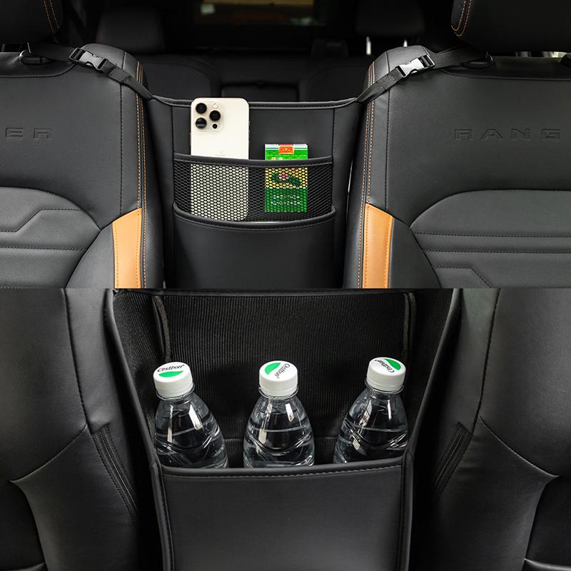 Car Handbag Holder Between Seat Hanging Tissue Box For BYD Shark 6 Map Organizer Multifunctional Leather Seat Middle Storage Bag