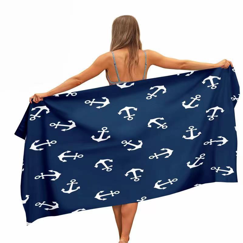 Beach Towel, Bath Towel, Microfiber Towel, Rectangular Beach Mat, Digital Printing Bath Towel, Shawl To Map