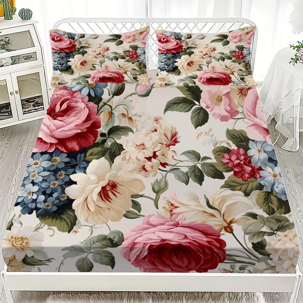 Комплект простыней с 3D цветочным принтом, натяжные простыни с 1/2 наволочками, на заказ, подходит как для мальчиков, так и для девочек, декор