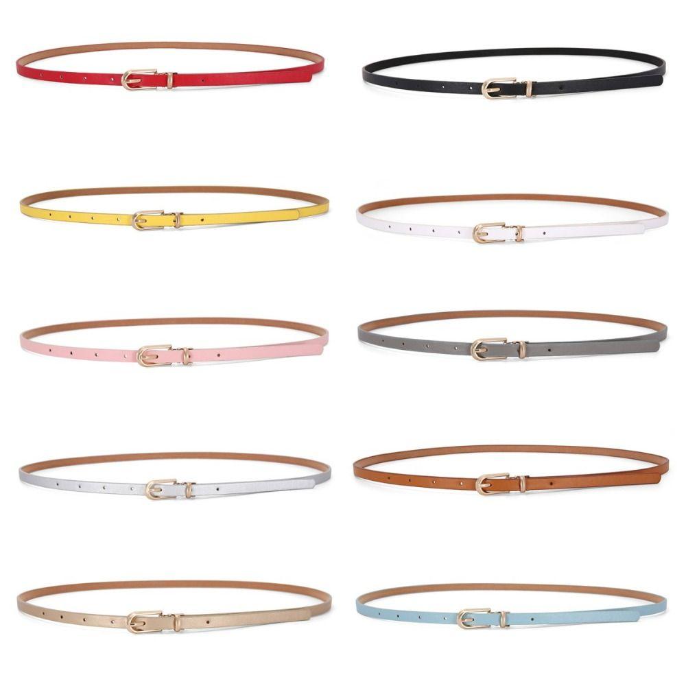 Поясной ремень Тонкий ремень Конфетный цвет Тонкий поясной ремень Ретро ПУ кожа Пояс Джинсы