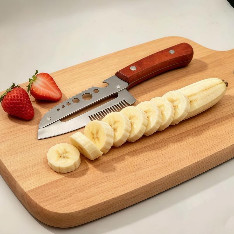 Многофункциональная овощечистка для кухни с деревянной ручкой и открывалкой для бутылок, 3 в 1, из нержавеющей стали, для нарезки зеленого лука