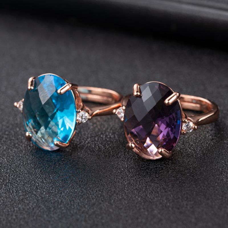 BELLA BOX Новое роскошное модное фиолетовое кольцо овальной формы для женщин, очаровательные ювелирные изделия на свадьбу и помолвку, новые модные