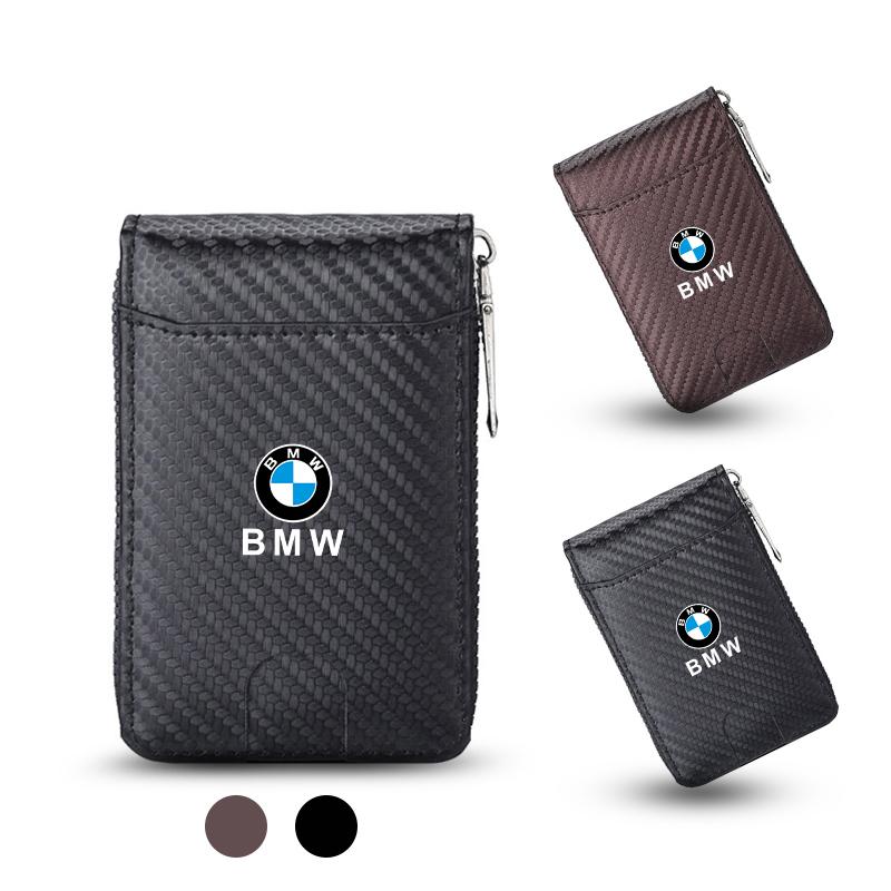 Car Carbon Fibre Leather Wallets Credit Card Bag Storage Purses For BMW iX3 iX F07 F48 F39 F34 F40 F45 F46 G30 G20 G32 E70 X1 X2 gjbf54