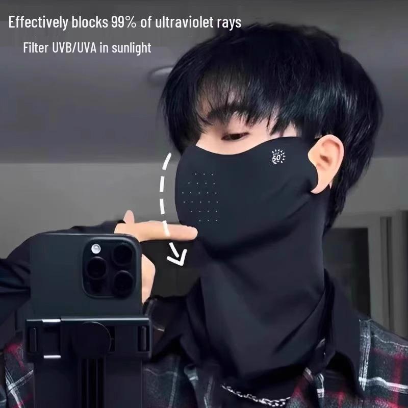 Men's 3D UV Protection Face Mask for Mountain Climbing & Cycling - Trendy & Windproof Black Design