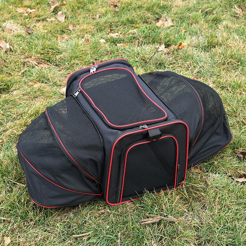 Portable Foldable Pet Carrier Bag Expandable Breathable Mesh Travel Carrier For Cats Dogs Up To 7kg Grey Trim