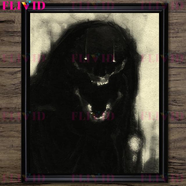 Ужасная демоническая тень, ретро настенная живопись на холсте, призраки в джунглях, черно-белые художественные постеры и печатные украшения для дома