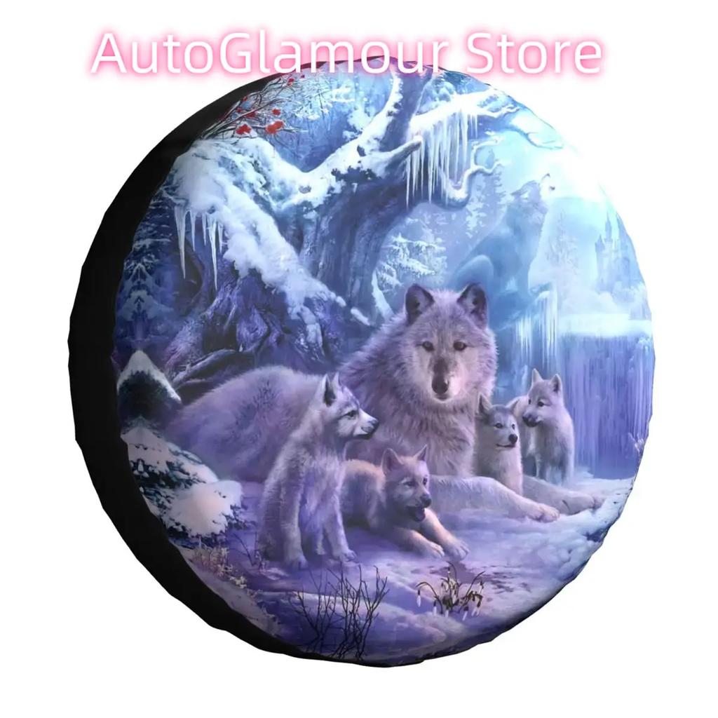 Wolf Spare Tire Cover 4WD 4x4 SUV Wolf Quest Dream Wheel Covers Universal Fit for Jeep Prado Land Cruiser 14" 15" 16" 17" Inch