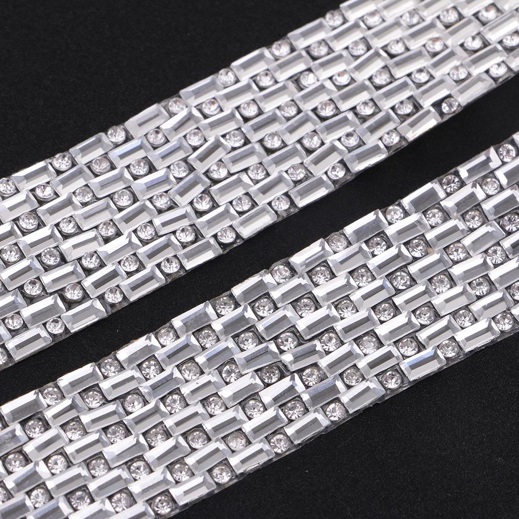 1 Yard Silver Rhinestone Ribbon Crystal Sewing Trim DIY Crafts 6 Rows 12mm