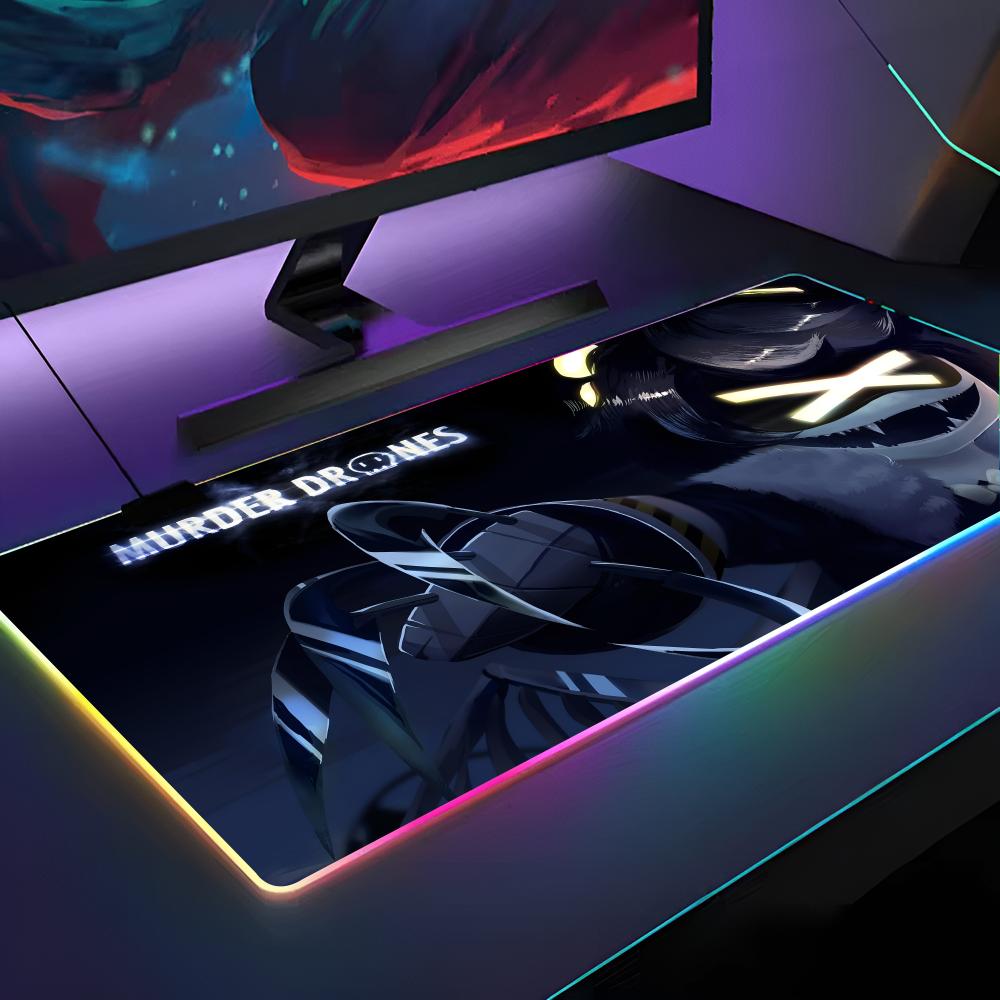 Игровой коврик для мыши M-Murder Drones Коврик для мыши с RGB-подсветкой Коврик для мыши для ноутбука Коврик для мыши для геймера на ноутбуке Игровые аксессуары для компьютерного стола