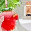 Летняя Милая Клубничная Бутылка для Воды с Трубочкой Мультяшная Пищевая PP Кружка-Стакан с Трубочкой для Молока и Кофе для Дома Посуда