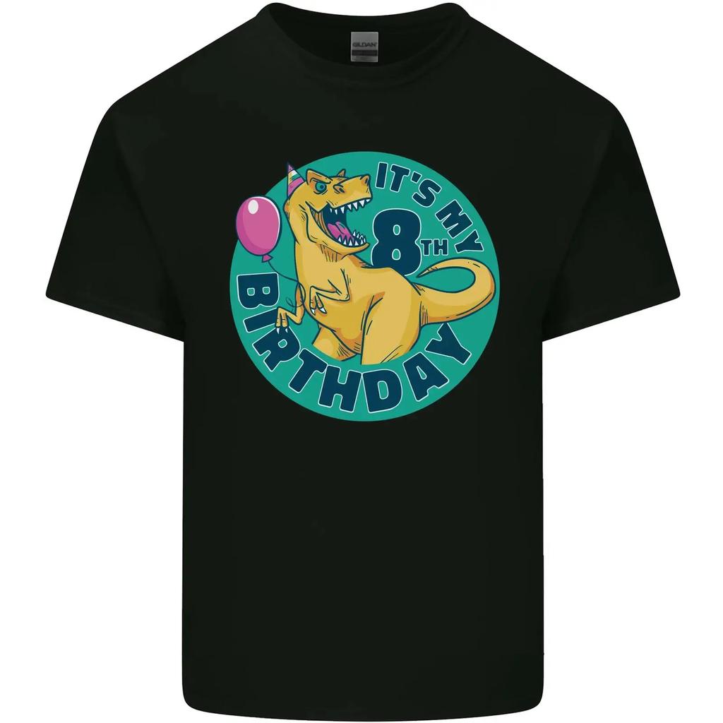 8 Geburtstag Dinosaurier T Rex Jahre Kinder Shirt Vintage Washed Stretched Soft Breathable Graphic Streetwear Slightly