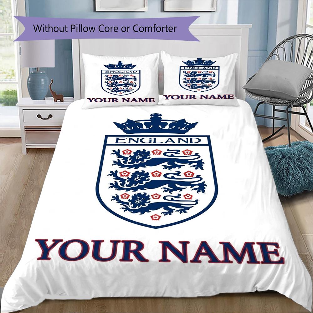 Custom Name England National Pattern Bedding,Quilt Set Quilt Cover Pillowcase Home Birthday Gift(1 * duvet cover + 2 * pillowcase, without core)_lx