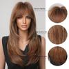HAIRCUBE Длинные прямые синтетические парики Каштаново-коричневые смешанные светлые парики с челкой Натуральные многослойные термостойкие волосы для косплея