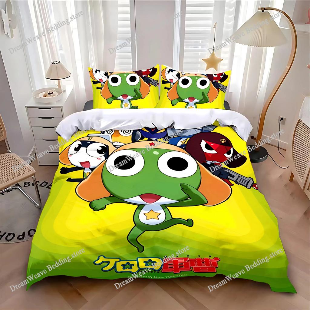 Home Textile Cartoons Hot Sergeant Frog Cover Duvet Cover Pillow Case Boy Girl Polyester Bedding Set King Queen Twin Size963
