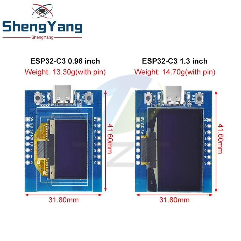 1/2 шт. Плата разработки ESP32-C3 с OLED-дисплеем 0,96 / 1,3 дюйма, модуль WiFi+Bluetooth, партия модулей для умного дома