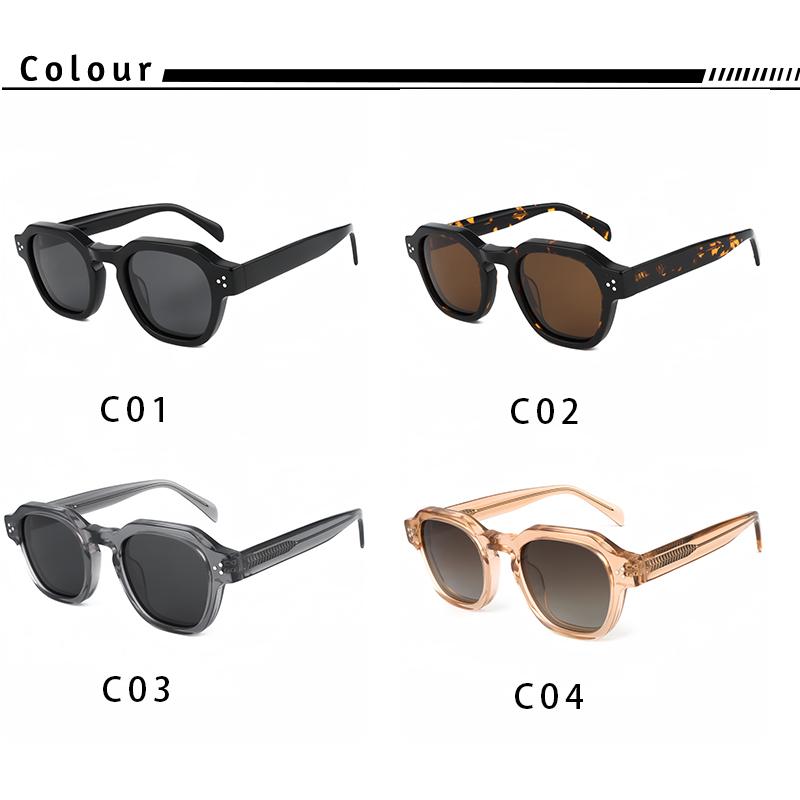 HBK Unisex Retro Polarized Sunglasses Logo Printed Square Acetate Eyewear Pink Frame TAC Lenses UV400 Protection 2024 New