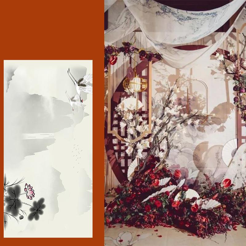 5M Chinese Style Ceiling Drapery Wedding Ceiling Drapery Curtain Panel Roof Canopy Draping Fabric Church Hotel Hall Decor