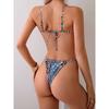 New split swimsuit women's sexy leopard print three-point bikini swimsuit tight halter women's swimsuit
