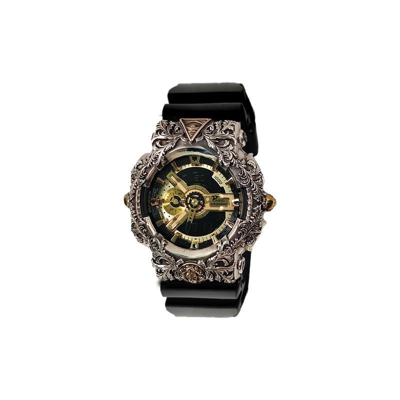 CASIO Customized watch modified series white copper case hand-engraved GA-110GB-1A modified-Obsidian Eye GA-110GB-1A(Watch1100-GaiZhuang-HeiYaoZhi)