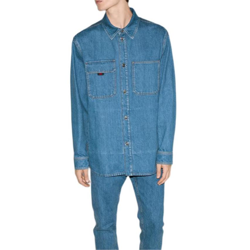 GUCCI Collared Long Sleeve Denim Shirt 820358XDC6Y4447