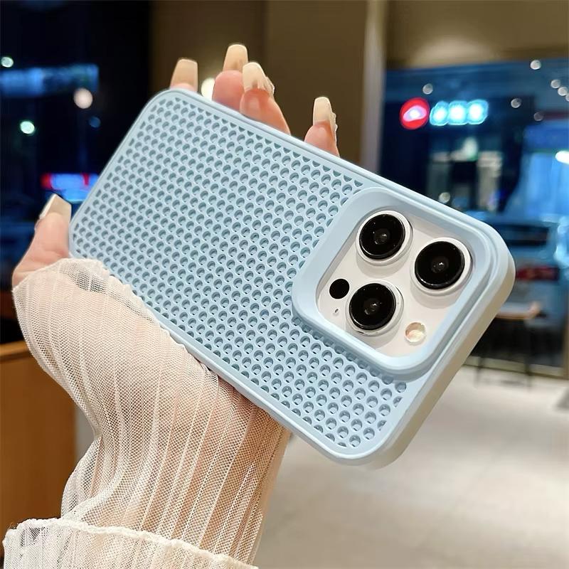 Heat Mesh Breathable Luxury Dissipation Phone Case For Iphone 16 15 14 Plus 13 12 11 Pro Max Shockproof Soft Bumper Hard Cover