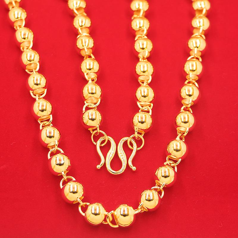 Vietnam Sand Gold Electroplated Copper Men's Buddhist Bead Necklace