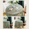 Retro Table Cloth See-through Hollow Out Lace Romantic Style Round Shape Ruffle Floral Embroidery Table Protection Banquets Party Decoration
