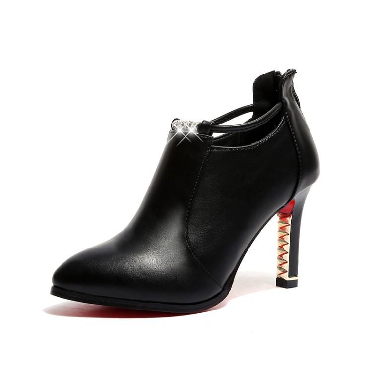 Temperament Fashion Wedding Party Women Platform High Heel Ankle Boots Rhinestone Zip Boot