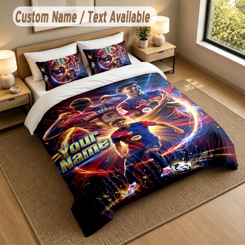 Bedding Set 1 Duvet Cover 2 Pillowcases Lamine Yamal Print Soft Bed Linen Bedroom Decor