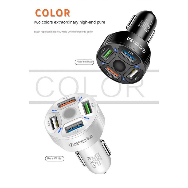 1 шт. 35 Вт автомобильное зарядное устройство круглое 4 порта USB 7A QC 3.0 быстрая зарядка телефона зарядное устройство адаптер для iPhone Samsung Xiaomi автомобильные аксессуары